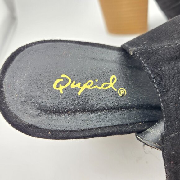 Qupid DC92 Black Suede Gladiator Heels | Women’s Size 6.5 Peep Toe Bootie Sandal - Picture 7 of 10